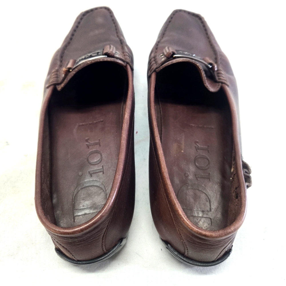 Christian Dior Women's Size 38 Brown Leather Loafers Shoes - Picture 5 of 10